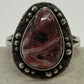 1980s Vintage Sterling and Agate Southwest Ring - Size 13