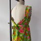 1960s Vintage Neon Flower Power Cotton Mini Dress by Lanz