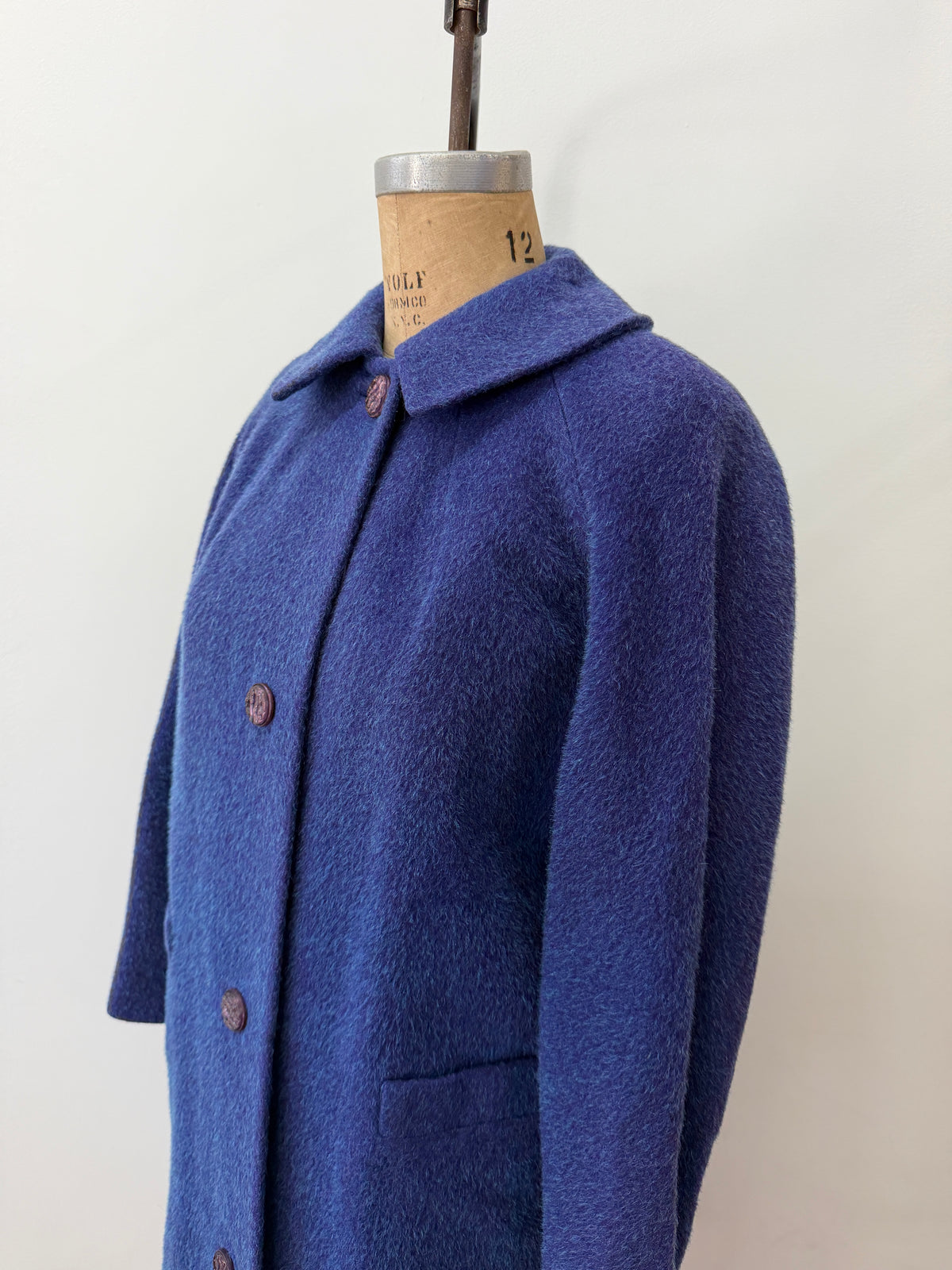 1950s Vintage Purple and Teal Wool Dress Swing Coat