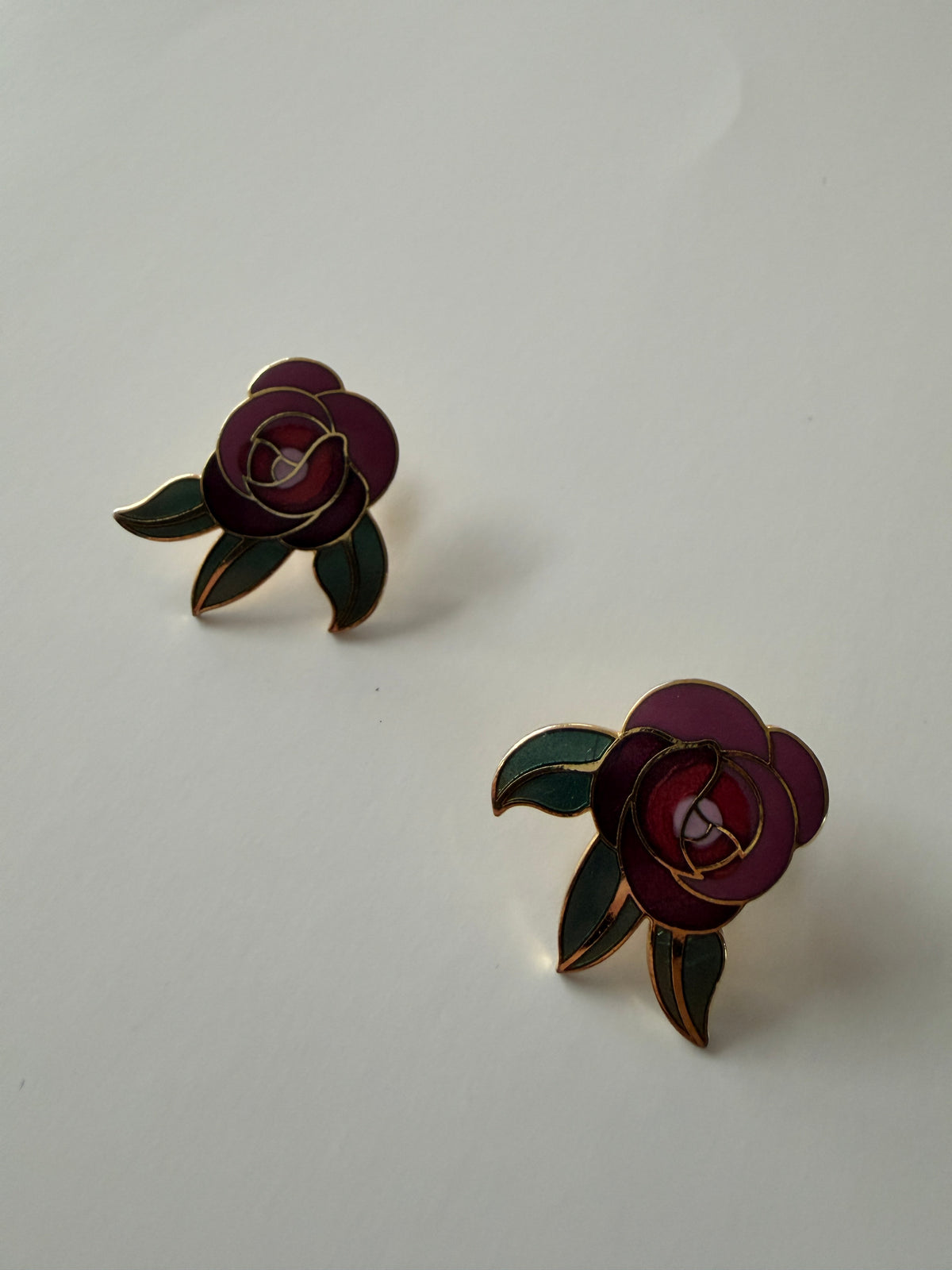 1990s Vintage Laurel Birch "Deco Rose" Clip On earrings