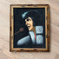 1970s Vintage Elvis The King White Suit Microphone Black Velvet Painting Handmade Signed Wall Art - 19" x 23"