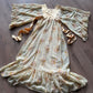 1970s Vintage Gunne Sax by Jessica Angel Kimono Bell Sleeve Maxi Wedding Bridal Dress in Seashell Siren Print