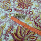1970s Vintage Indian Cotton Hand Block Printed Uncut Fabric Yardage - Red / Pink / Yellow Lotus Flower - 64" x 100" (#2)