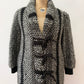 1980s Vintage Black & White Shaggy Knit Coat