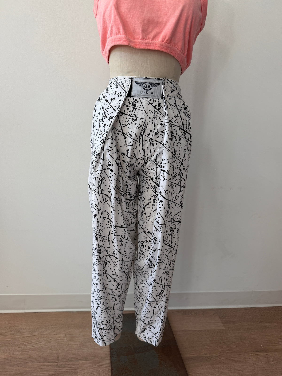 1990's Vintage Splatter Paint Velcro Roundhouse Pants