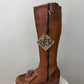 1970s Vintage MUDPUCKER Leather Tall Tassel Boots Womens US 6.5-7