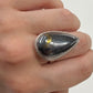 1990s Vintage Nuumite and Sterling Teardrop Ring - Size 7