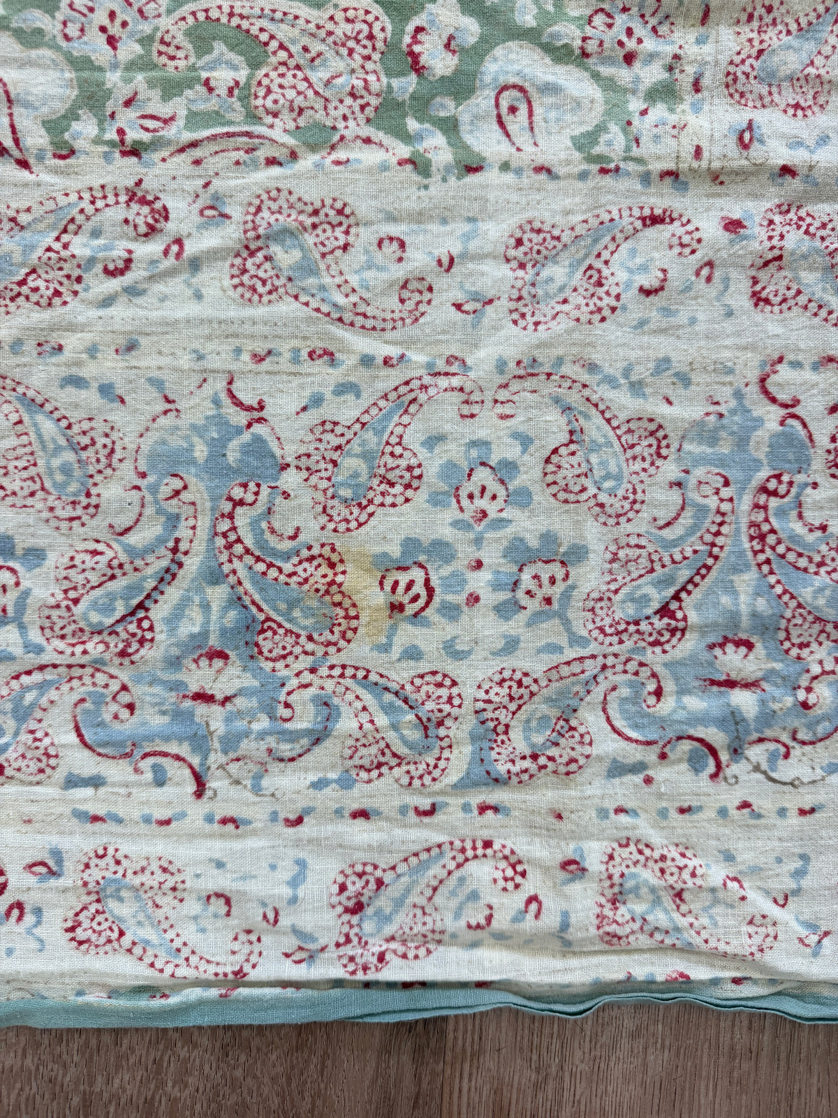 1970s Vintage Indian Cotton Hand Block Printed Uncut Fabric Yardage - 100" x 66" (#11)