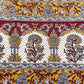 1970s Vintage Indian Cotton Hand Block Printed Uncut Fabric Yardage - Mustard / Gray / Elephants - 156" x 92" (#1)