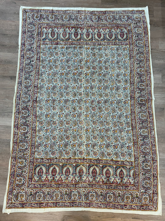 1970s Vintage Indian Cotton Hand Block Printed Uncut Fabric Yardage - 80" x 92" (#10)