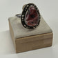 1980s Vintage Sterling and Agate Southwest Ring - Size 13