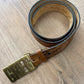 1970s Vintage Greg !! Brass Buckle on Leather Belt