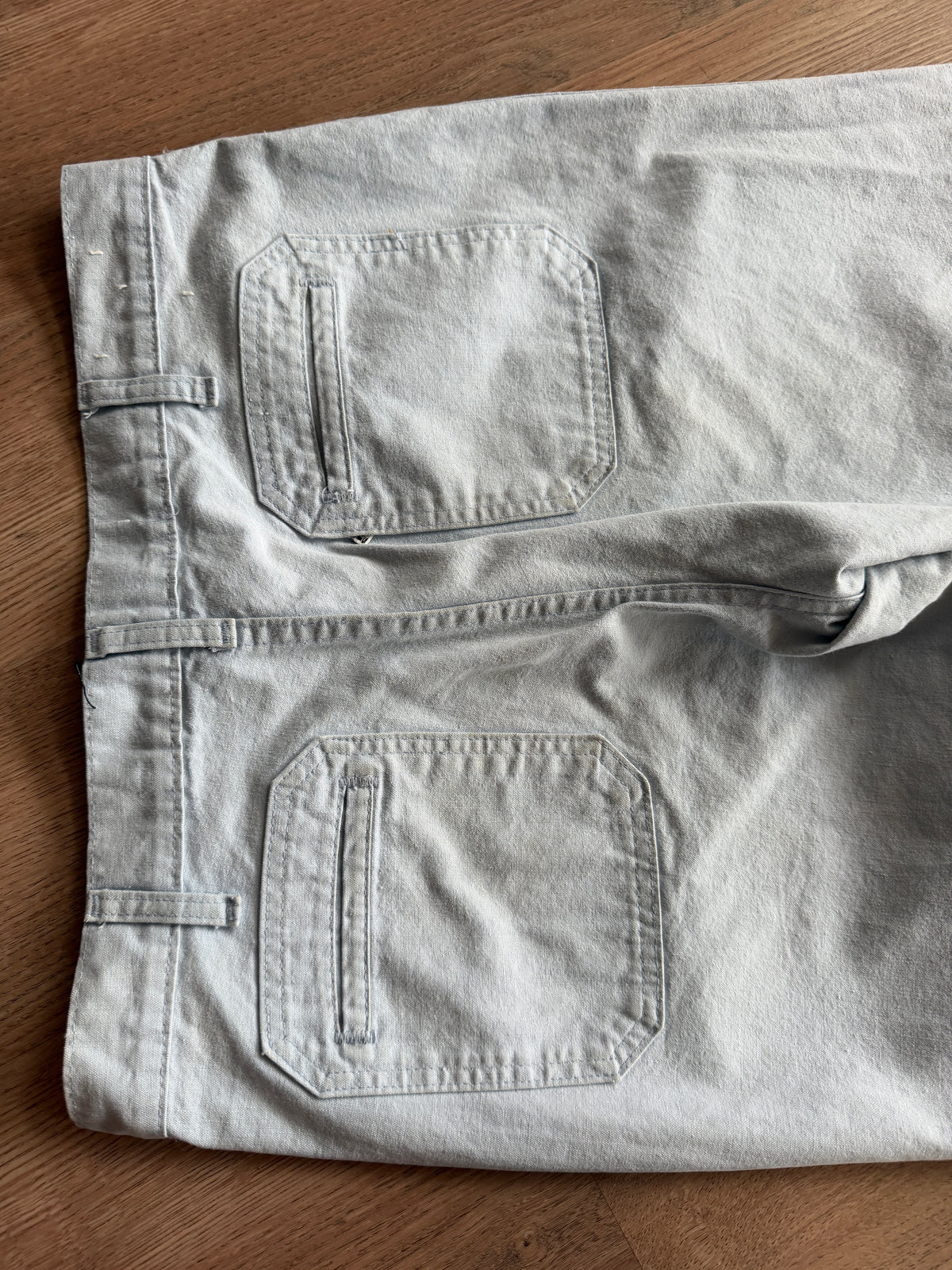 1960s - 1970's Levi's "BIG E" High Waisted Cotton Light Blue Wash Denim Bellbottom Pants - 34" x 31"