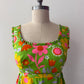 1960s Vintage Neon Flower Power Cotton Mini Dress by Lanz