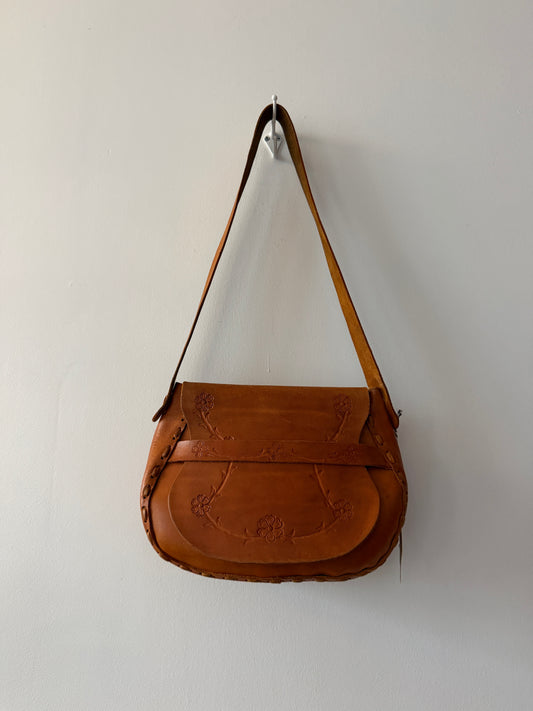 1970s Vintage Handmade Tooled Leather Purse