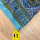 1970s Vintage Indian Cotton Hand Block Printed Uncut Fabric Yardage - Teal / Burgundy / Paisley / People / Horses Motifs -96" x 80" (#13)
