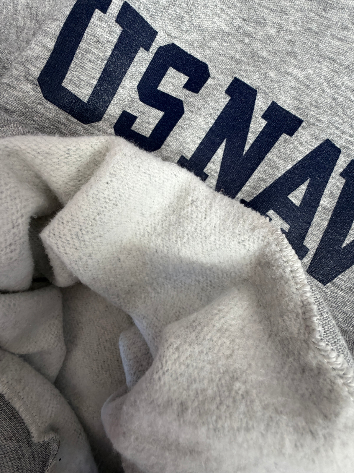 1970s Vintage Heathered Grey U.S. Navy Cut-off Raglan Short Sleeved Crewneck Sweatshirt