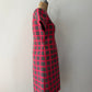 1960s Vintage Bold Pink Gray Windowpane Check A-line Mod Dress