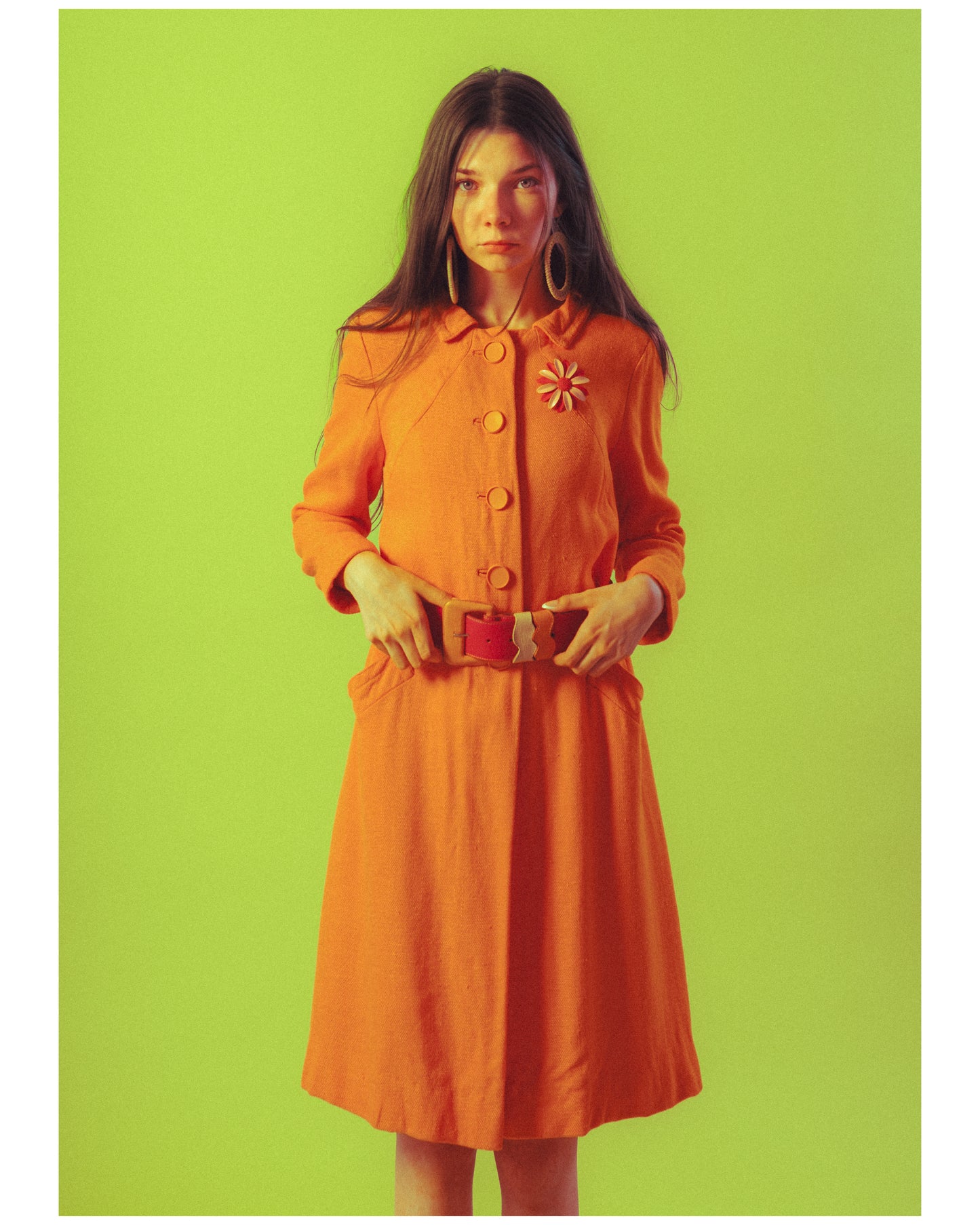 1960s Vintage Mod Orange Dress & Jacket Set