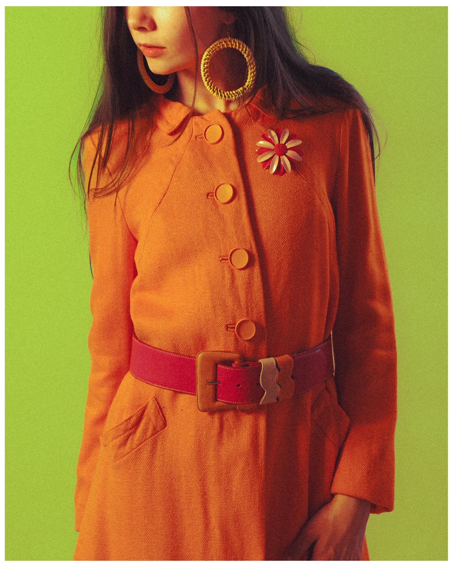 1960s Vintage Mod Orange Dress & Jacket Set