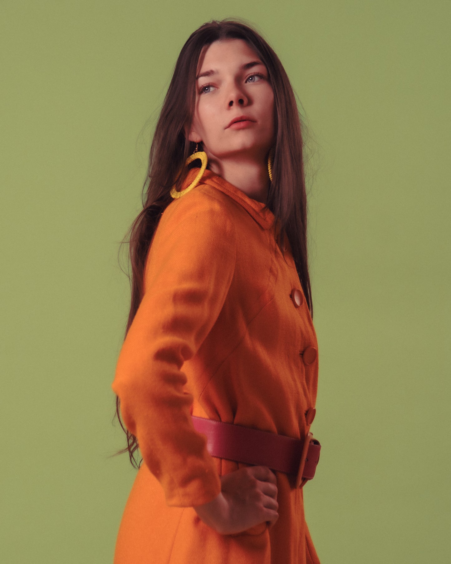 1960s Vintage Mod Orange Dress & Jacket Set