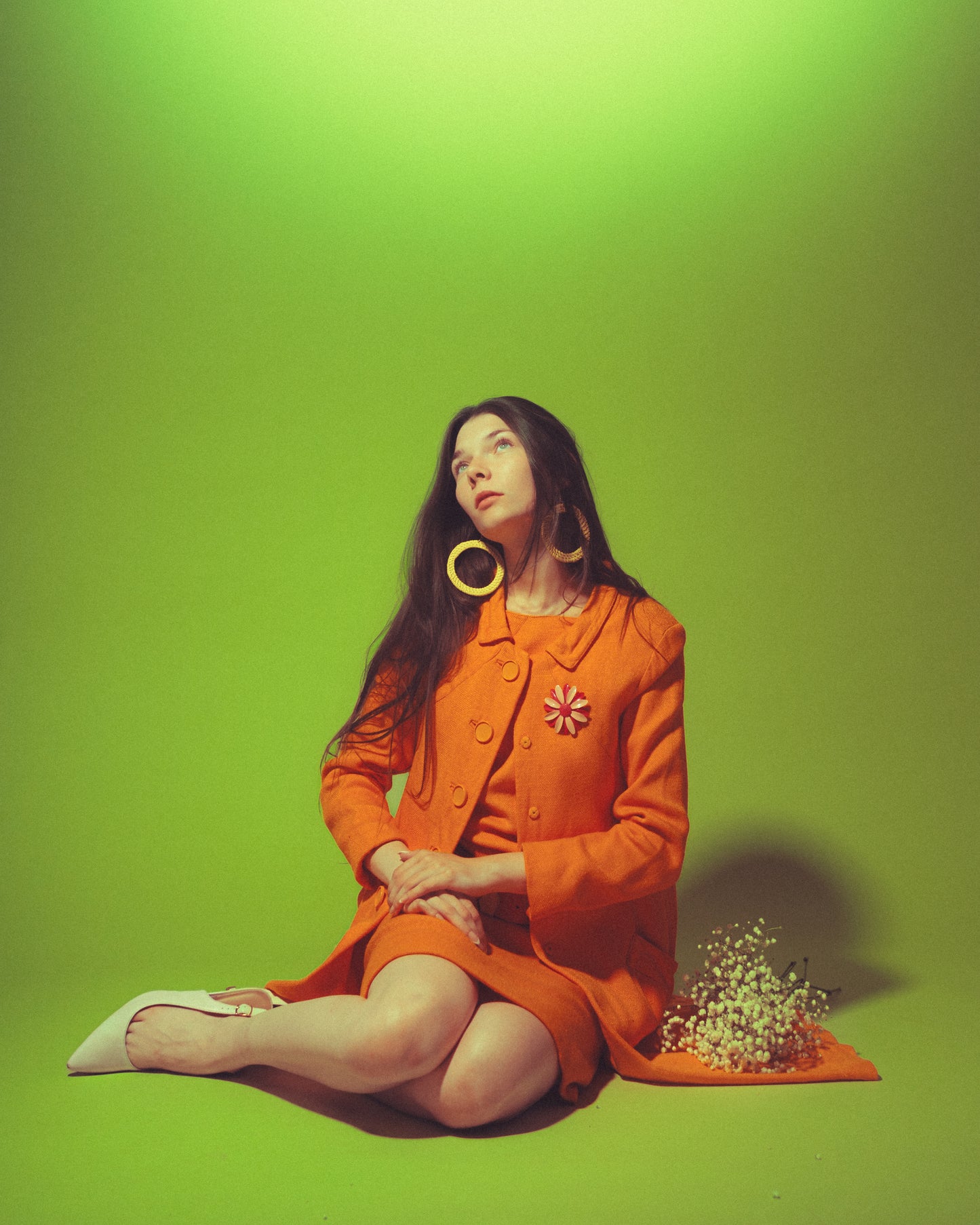 1960s Vintage Mod Orange Dress & Jacket Set