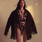 1970s Vintage Dark Suede Fringe Jacket