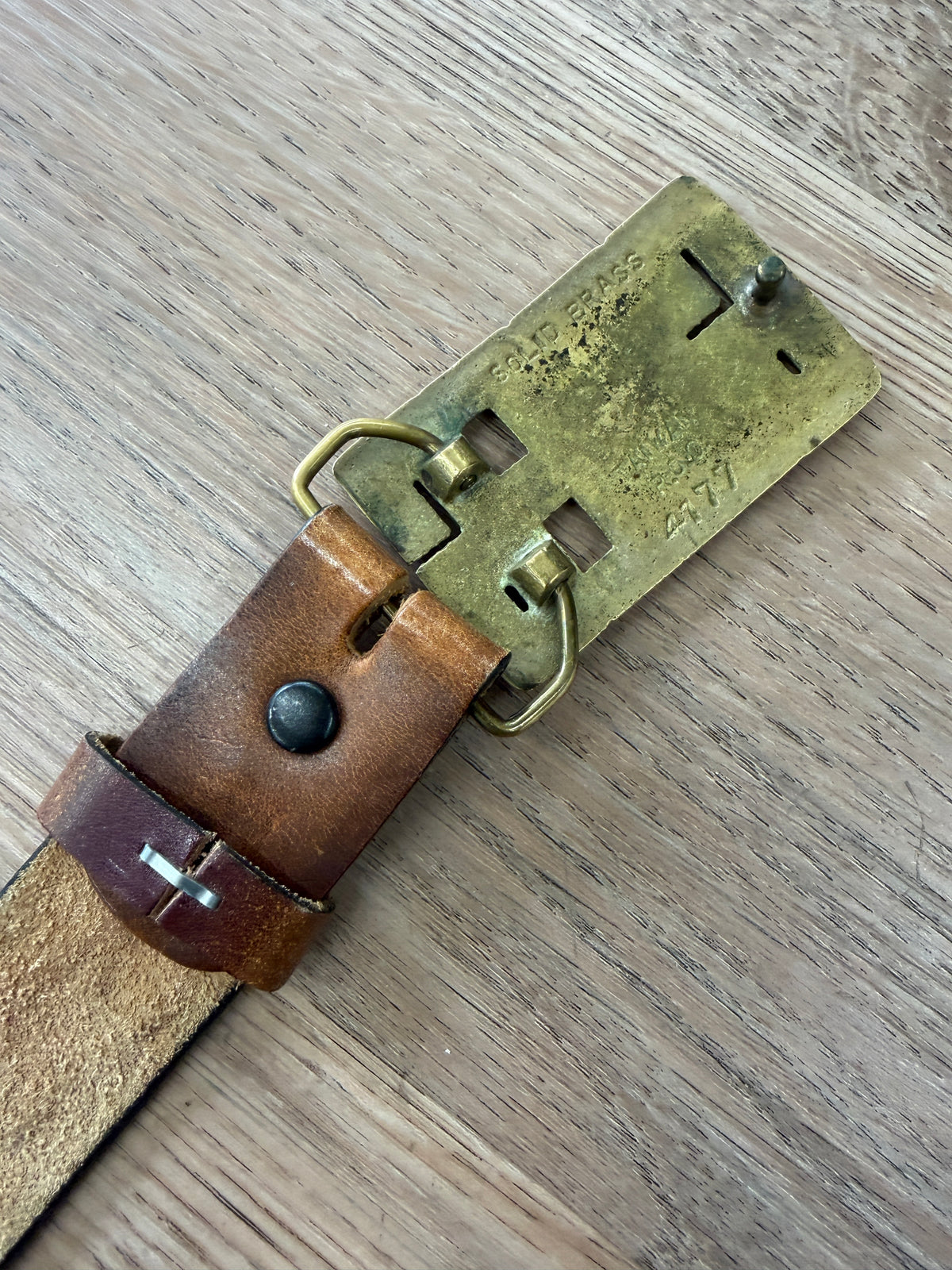 1970s Vintage Greg !! Brass Buckle on Leather Belt
