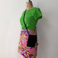 1990s Vintage Bright Green Square Patchwork Top Tee Shirt