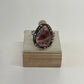 1980s Vintage Sterling and Agate Southwest Ring - Size 13