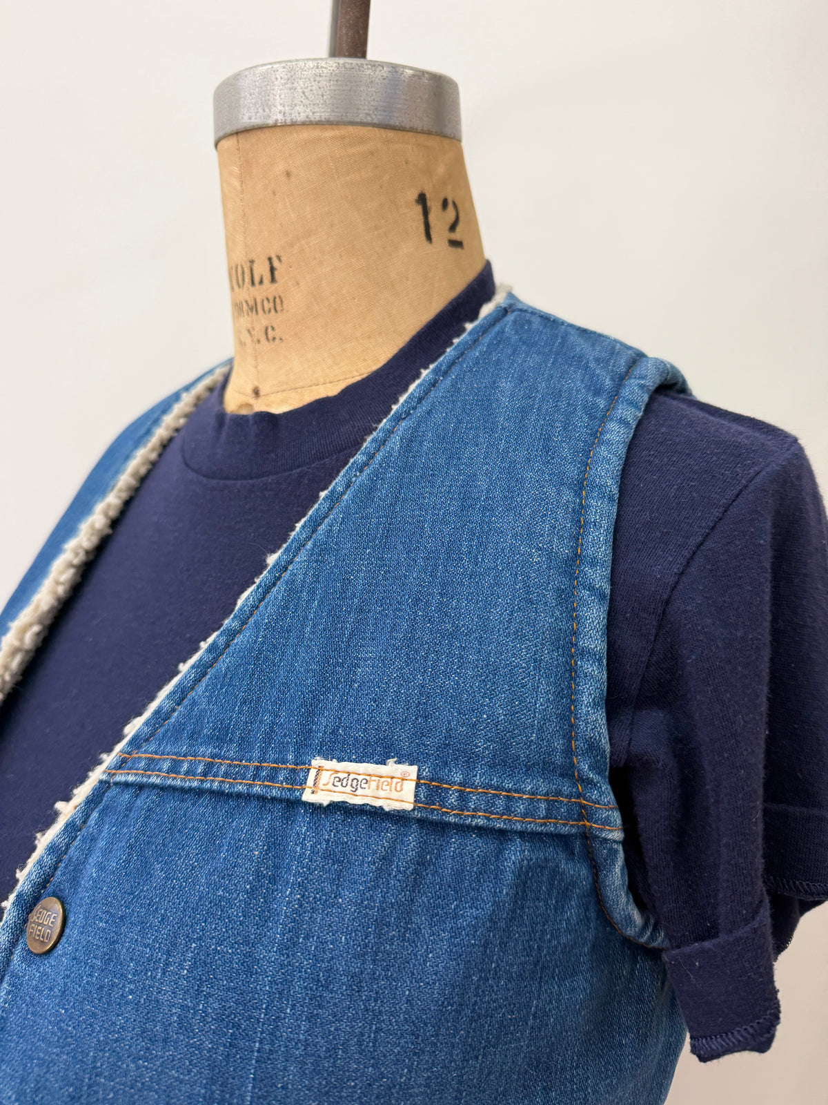 1970s Fleece-Lined Denim Snap Vest