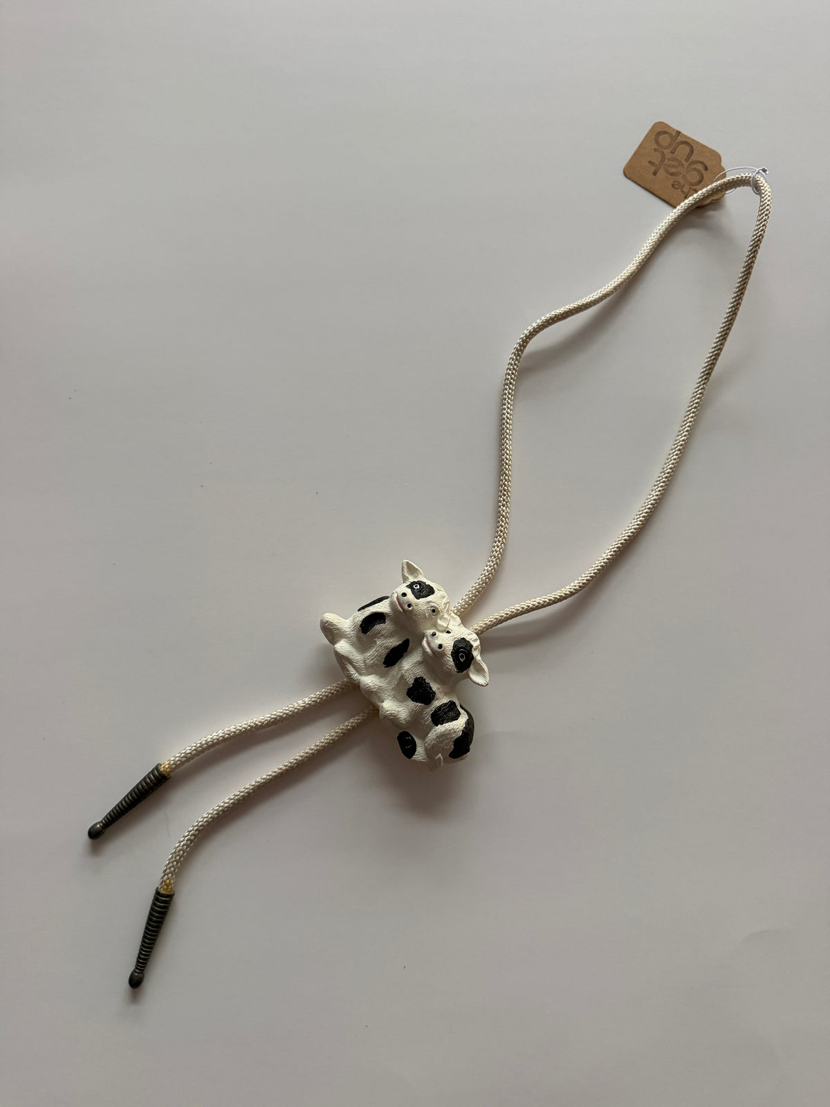 1990s Vintage Cows in the Pasture Bolo Tie Necklace