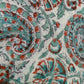1970s Vintage Indian Cotton Hand Block Printed Uncut Fabric Yardage - Coral / Teal - 80" x 92" (#8)