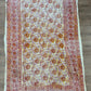 1970s Vintage Indian Cotton Hand Block Printed Uncut Fabric Yardage - Red / Pink / Yellow Lotus Flower - 64" x 100" (#2)