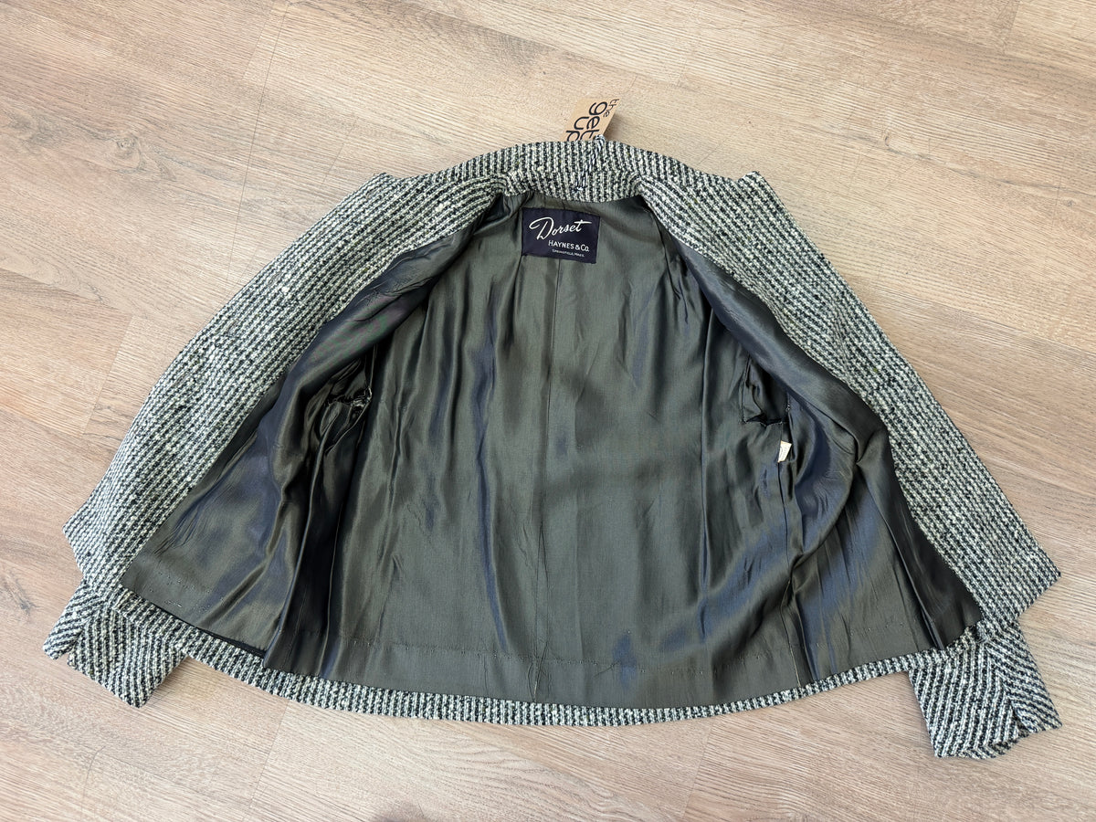 1950s Vintage Grey Wool Bouclé Tweed Cropped Jacket