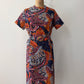 1970's Vintage Paisley Belted Shift Dress Made in USA by City Scene Plus VOLUP