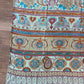 1970s Vintage Hand Block Printed Indian Cotton Fabric - Purple / Blue / Turquoise / Orange  - 62" x 92" (#7)