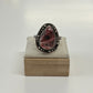 1980s Vintage Sterling and Agate Southwest Ring - Size 13