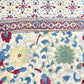 1970s Vintage Indian Cotton Hand Block Printed Uncut Fabric Yardage - Red / Cream / Blue / Green Large Blooms - 66" x 98" (#6)