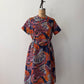 1970's Vintage Paisley Belted Shift Dress Made in USA by City Scene Plus VOLUP