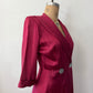 1940s Vintage Satin Plum Robe with Shell Buttons Old Hollywood Style