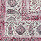 1970s Vintage Indian Cotton Hand Block Printed Uncut Fabric Yardage - Pink / Red -   64" x 98" (#4)
