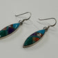 1990s Vintage Sterling Silver Stone Inlay Earrings