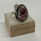 1980s Vintage Sterling and Agate Southwest Ring - Size 13