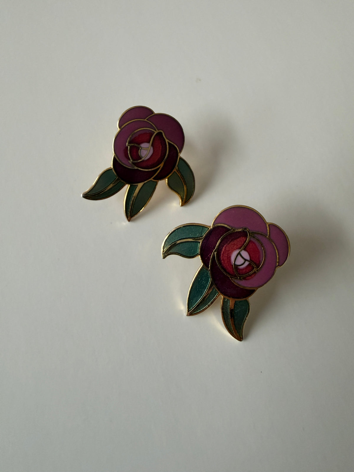 1990s Vintage Laurel Birch "Deco Rose" Clip On earrings