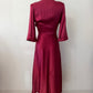 1940s Vintage Satin Plum Robe with Shell Buttons Old Hollywood Style
