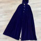 1950s - 1960s Vintage Deep Purple Velvet with Rhinestone Buttons Full Length Cape Cloak with Hood