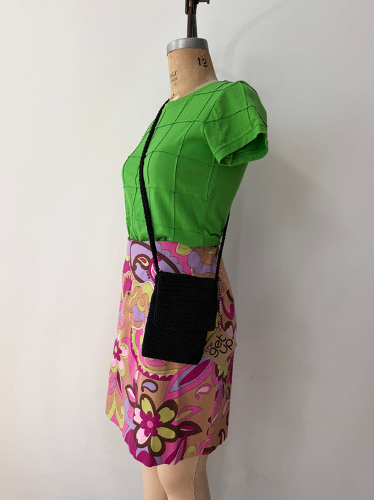 1990s Y2K Vintage The Sak Lined Crochet Mini Crossbody