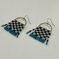 Handmade Beaded Checkerboard Teal Seed Bead Earrings
