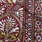 1970s Vintage Indian Cotton Hand Block Printed Uncut Fabric Yardage - Micro Floral / Leaves / Burgundy - 100.5" x 86" (#19)